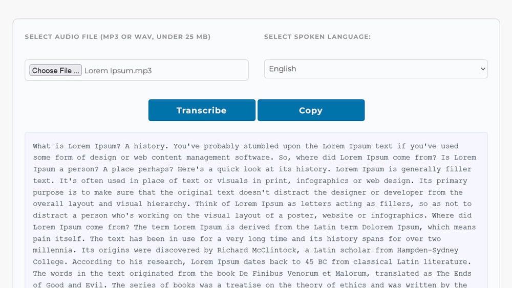 Audio transcribe - ZappiTask